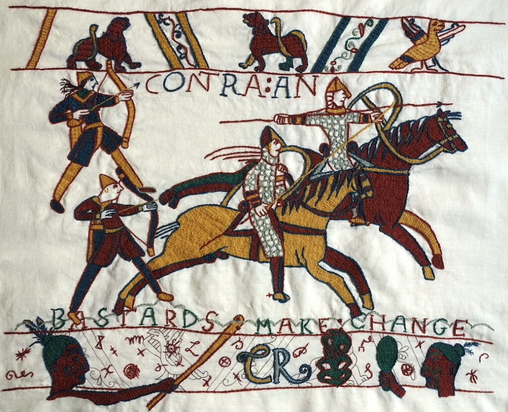The entire work, showing the portions of the Bayeux Tapestry and my additions. 